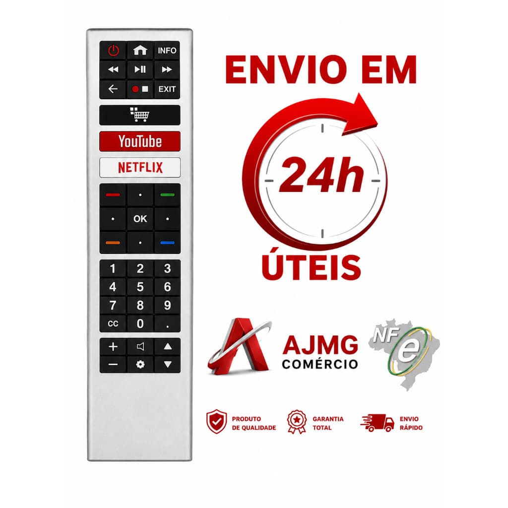 Controle Remoto TV AOC SMART 4K LED - Youtube Netflix