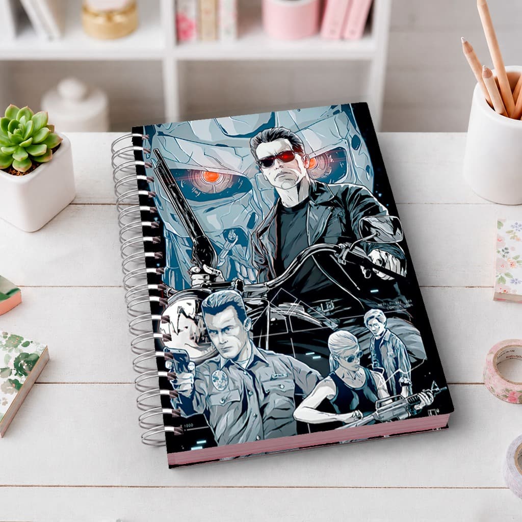Caderno A5 O Exterminador do Futuro | Capa Dura Premium | Wire-O | 80 Folhas | Ideal para Estudos