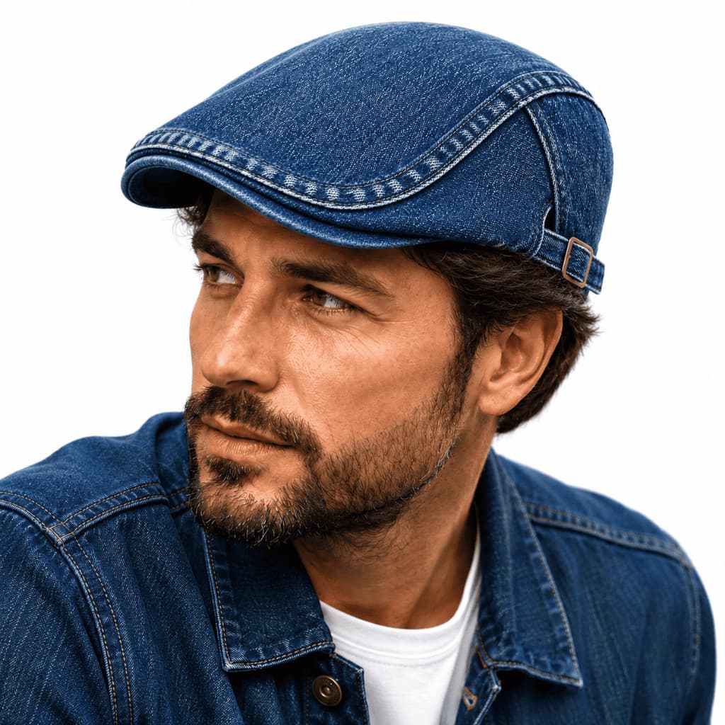Boina Masculina Jeans Ajustável Inglesa Italiana Flat Cap Retrô Casual Premium