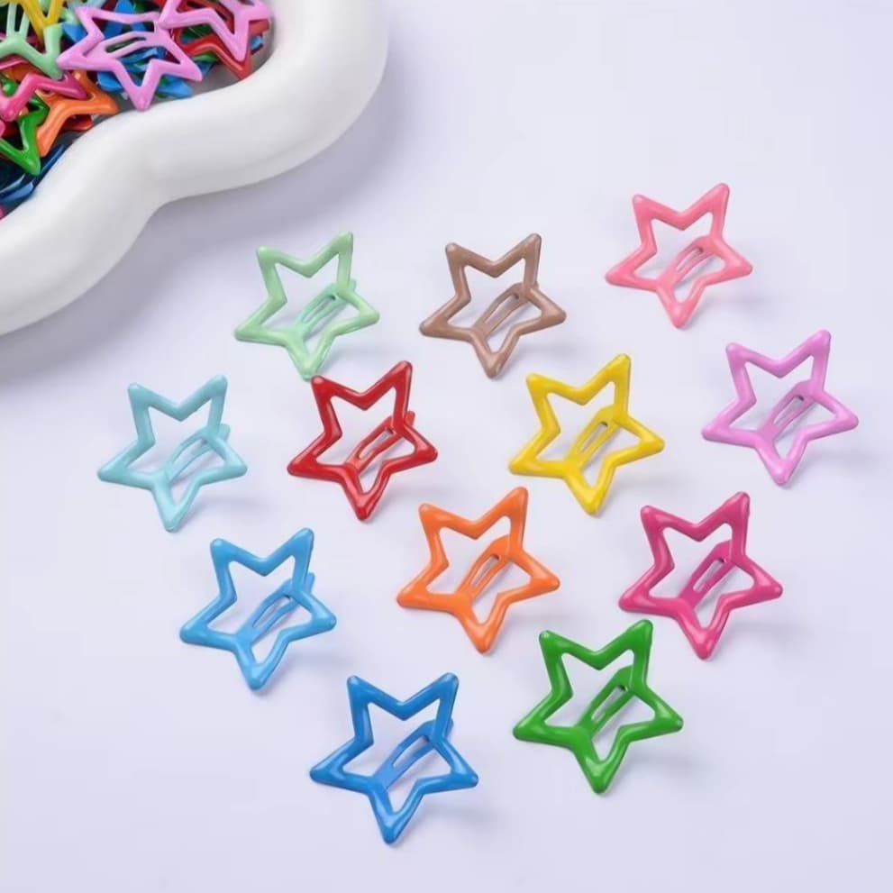 Kit 10/100 Peças Grampos De Cabelo Estrela Dopamina Cor Doce Para Mulheres，ModaPresilhas Laterais