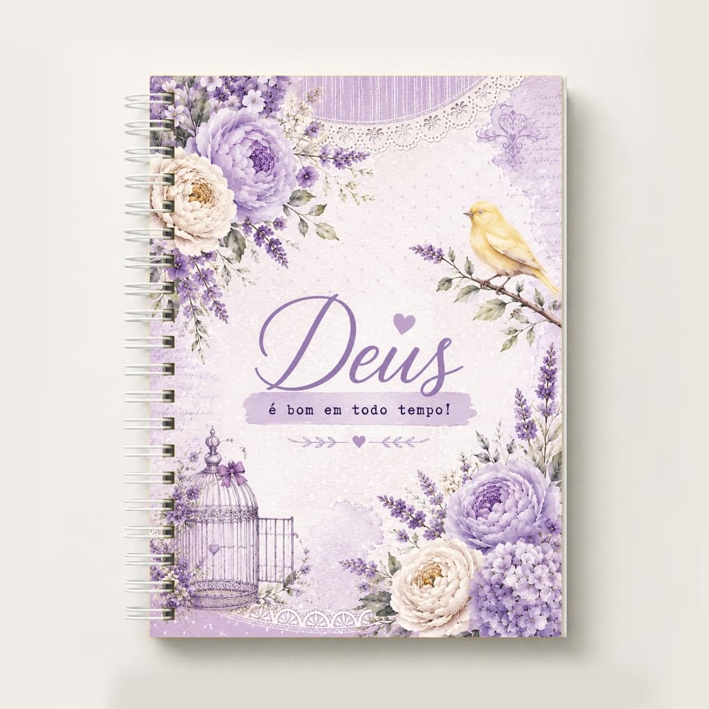Caderno Personalizado A5 Floral Lilás – Envie o Nome no Chat | Caderno de Oração, Anotações