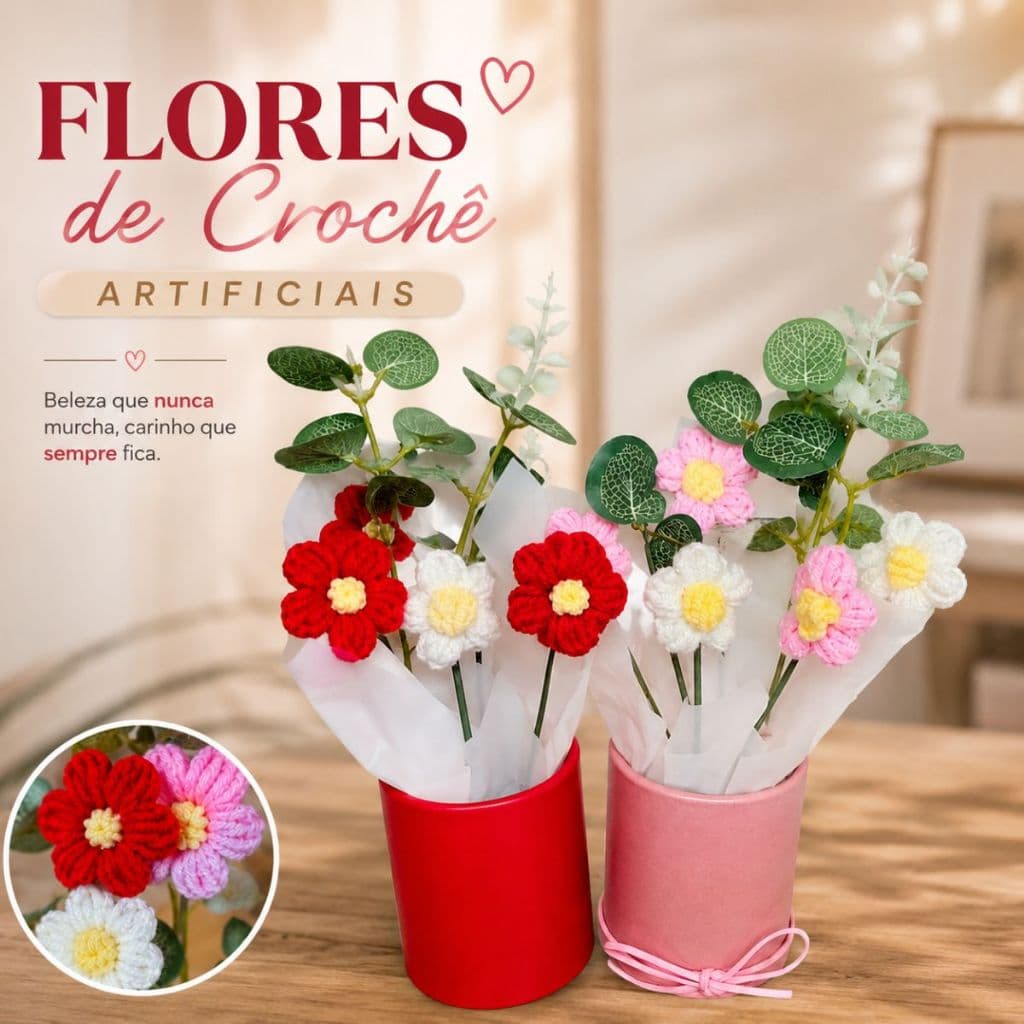 Vaso de flor Crochê decorativo presente lembrancinha