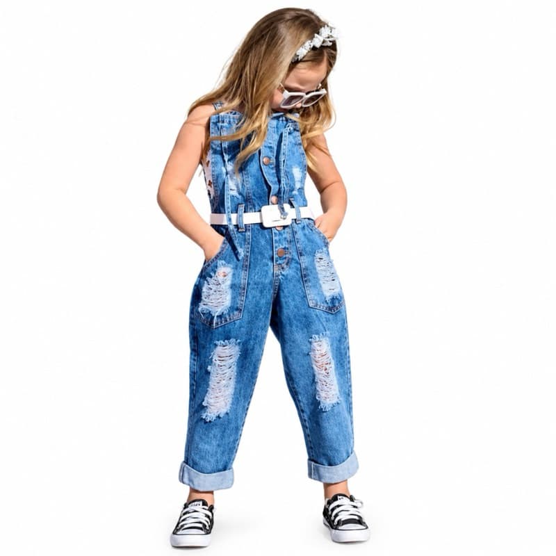 Macacão longo juvenil e infantil  Moda blogueirinha001