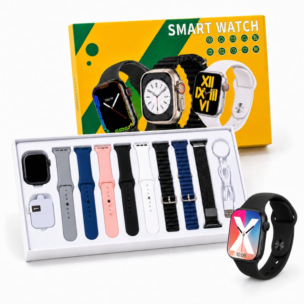 Lançamento Smartwatch 8 em 1 com Chamada Bluetooth Pressão Arterial Calculadora Recarga sem Fio e Compatível com Android