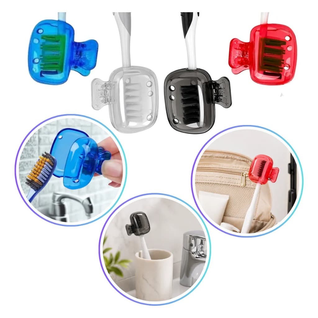Kit Com 10 Capinhas Protetoras Para Escova De Dentes, Portátil Transparente, Clip Ventilado Para Viagem