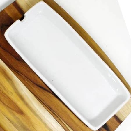 Travessa de Porcelana para Espetinho com Encaixe Lateral Churrasco