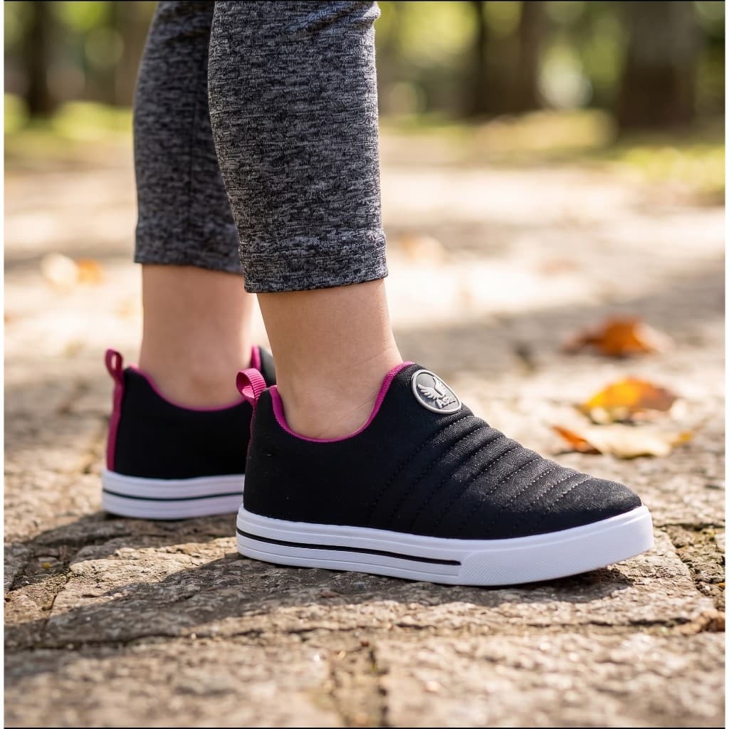 Tênis Infantil Menina Fleca Volta As Aulas Calce Fácil Leve Confortável Slip On