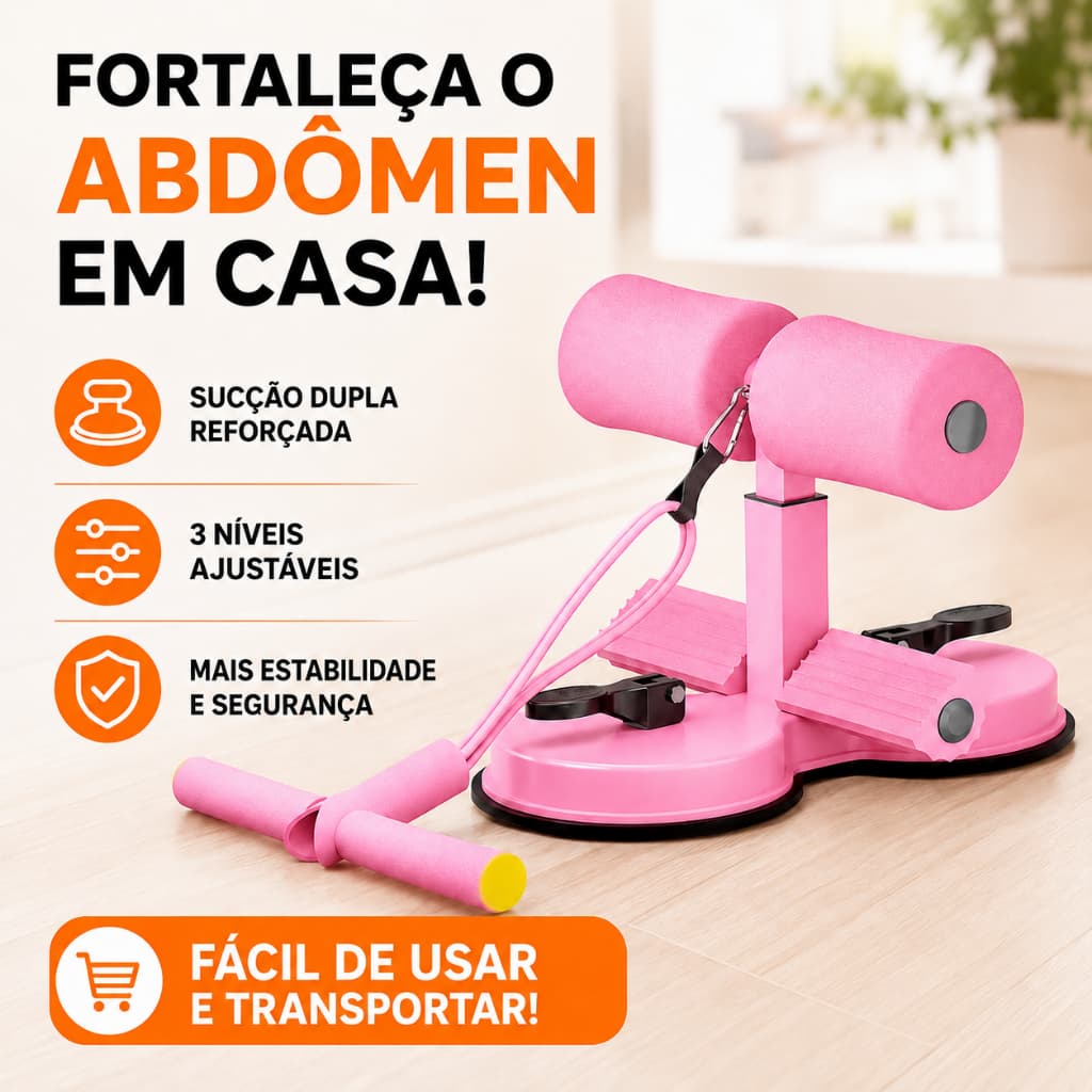 Aparelho Abdominal com Dupla Ventosa e Corda Elástica 3 Níveis Treino em Casa Fitness