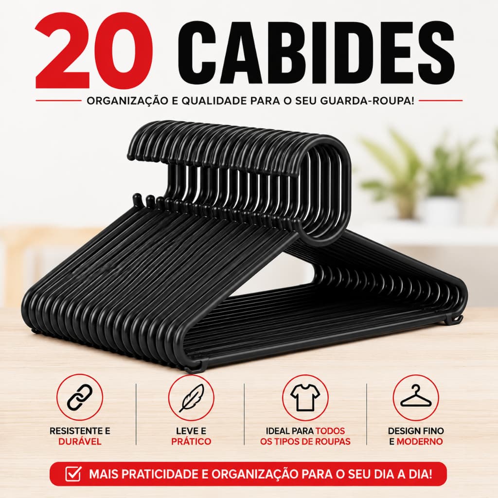 Kit 20 Cabides Adulto Organizador de Roupas Preço de Atacado Envio Rápido.