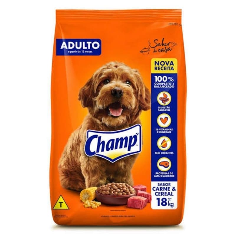 Alimento nutritível saudável saborosa para Cães Champ Carne e Cereal 18kg