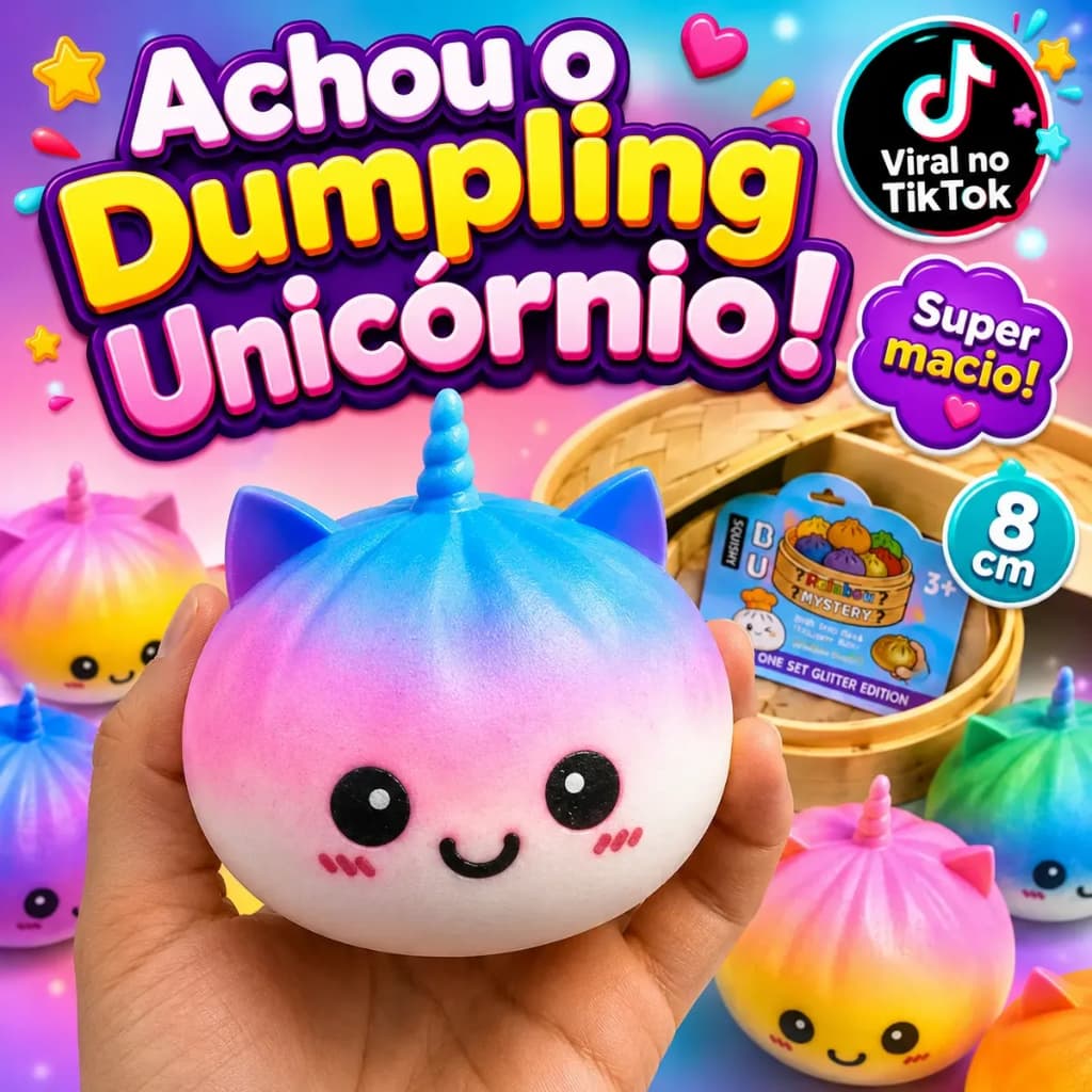 Taba Squishy Dumpling Unicórnio Fofo Apertar Pão Slow Raro