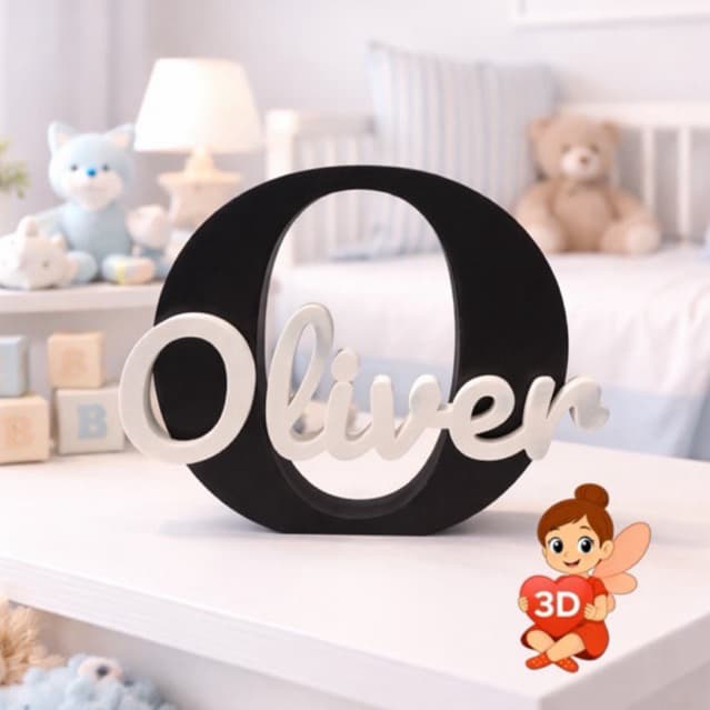Letra e Nome Personalizado em 3D Decoração Infantil