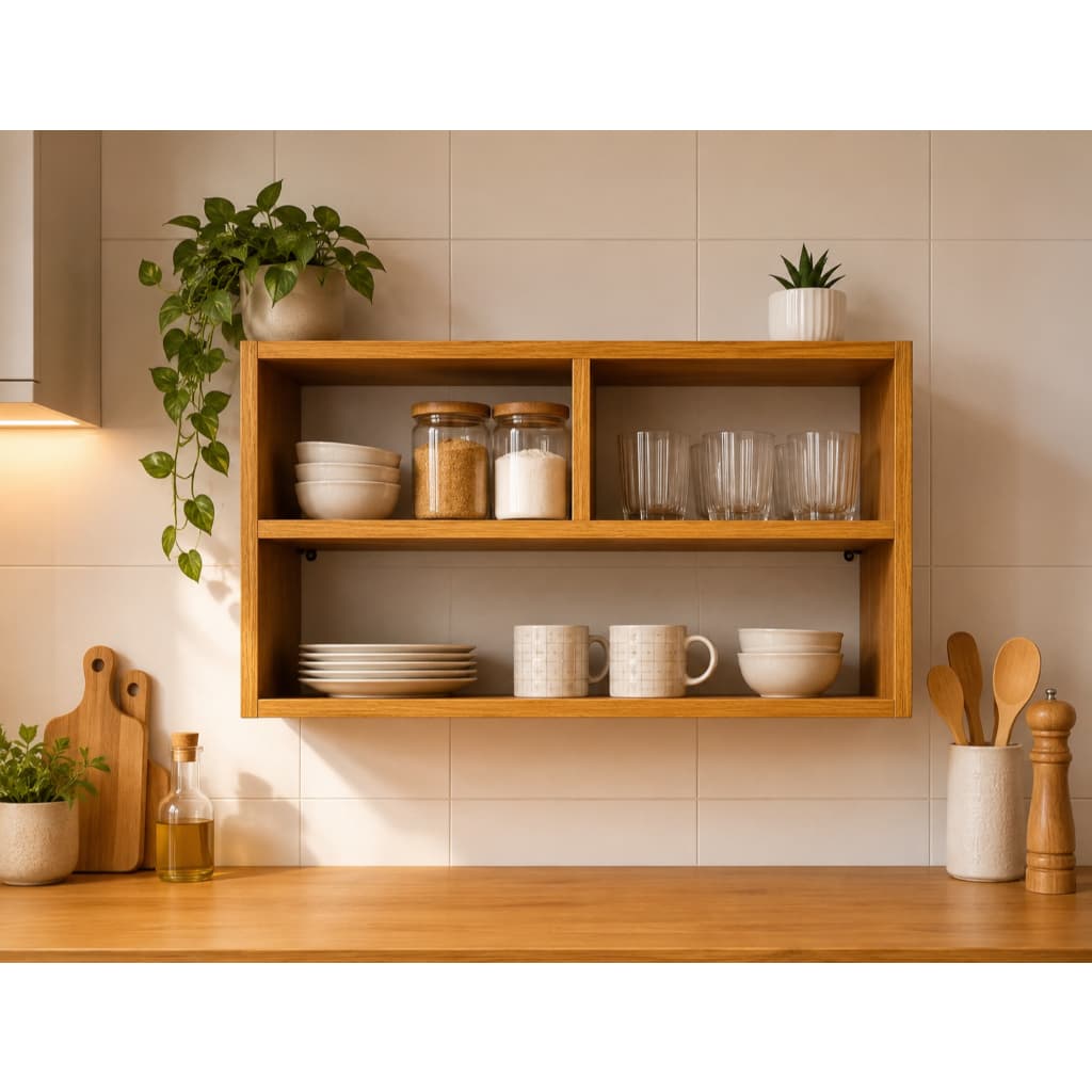 Nicho Decorativo Suspenso MDF 50cm -Preto - Amadeirado  – Multiuso