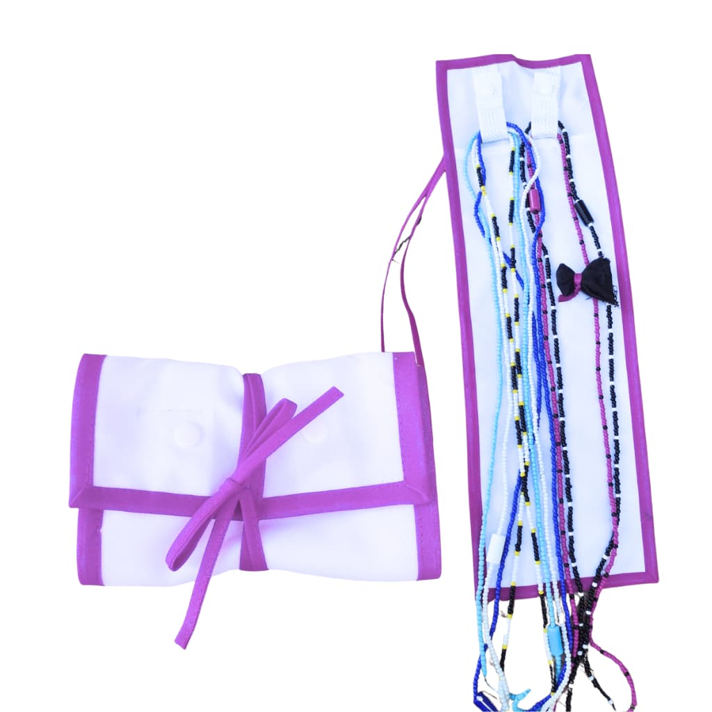 Saco Porta Guias BRANCO COM LILAS  Bolsa  Estojo Porta Guia Exu é o Orixá Umbanda Candomblé