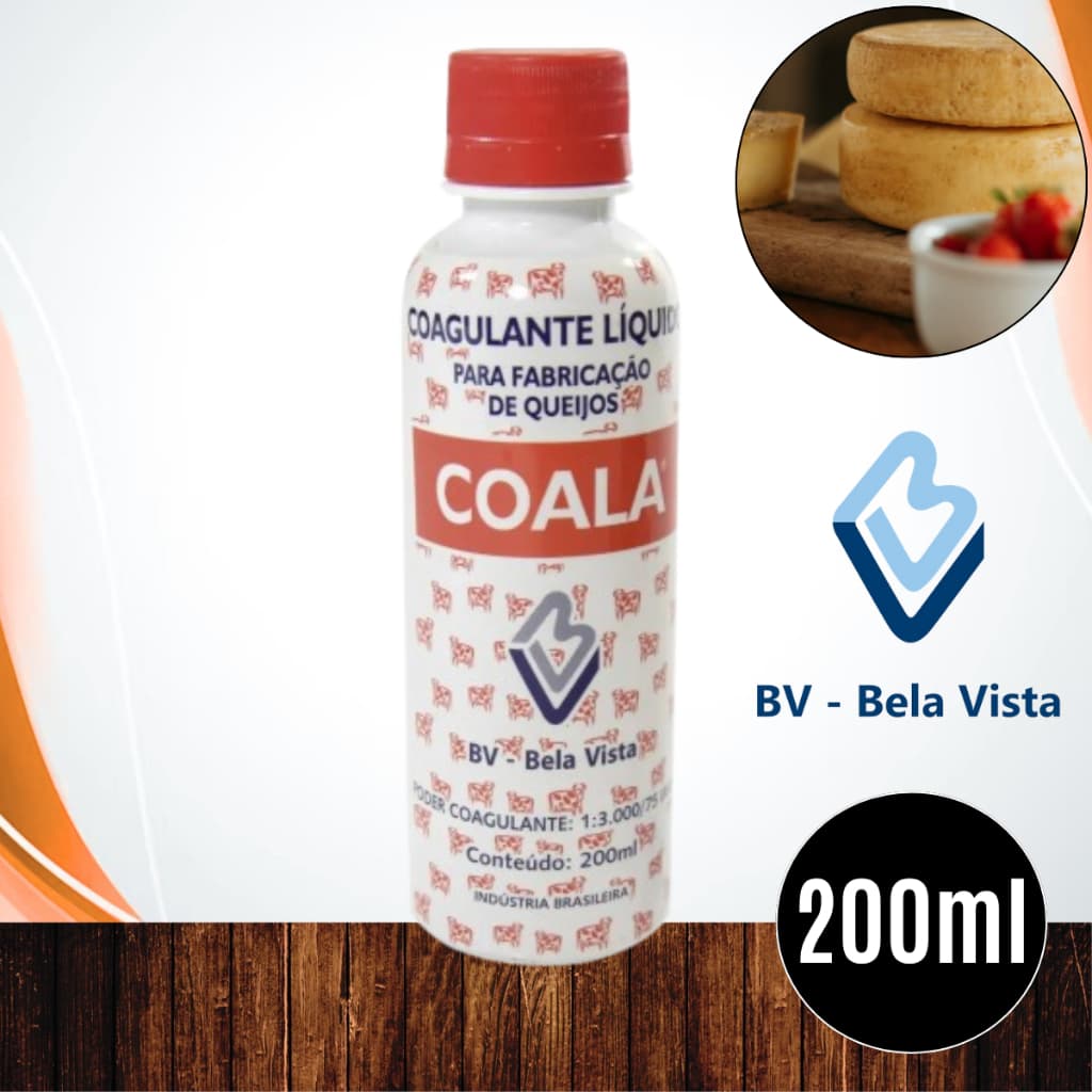 Coalho Líquido Coala 200ml Coagulante p/ Queijos Minas Canastra Ricotas e Requeijão - BELA VISTA