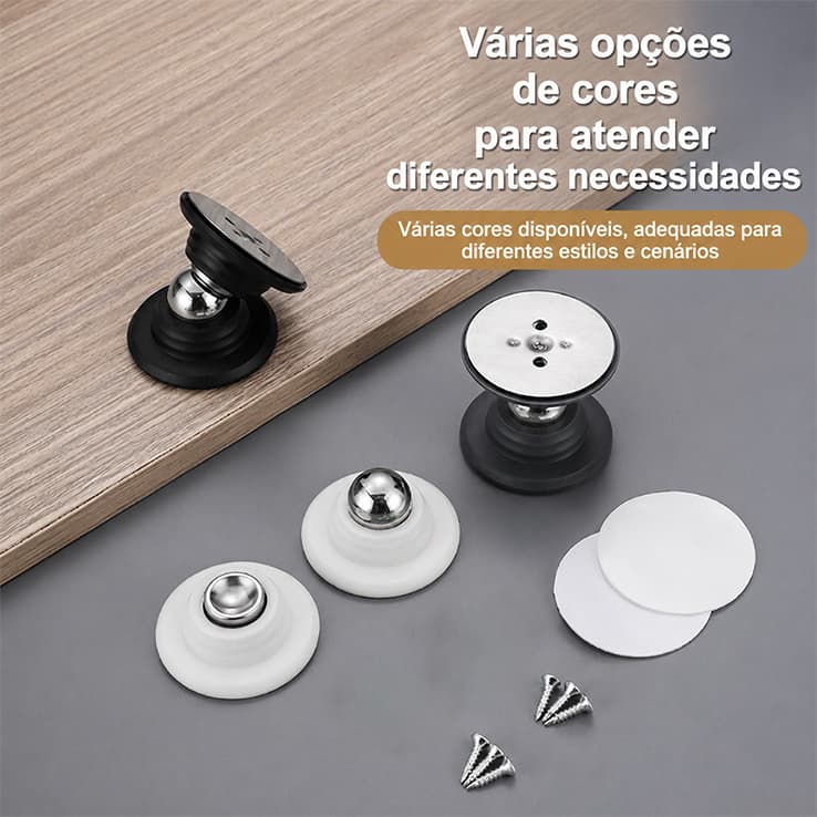 Trava Fixador Porta Imã Magnético Adesivo - Prendedor Batetor Inox Preto Durável