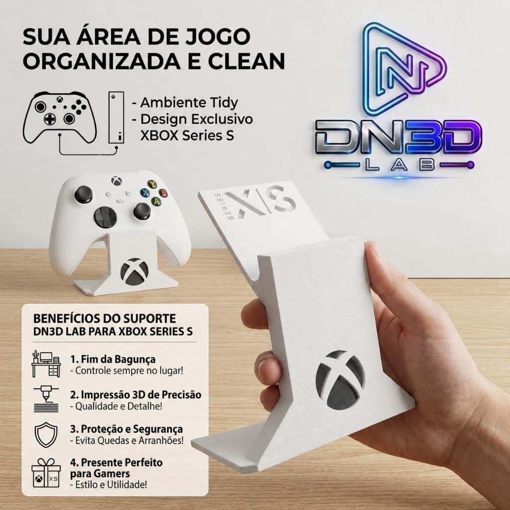 Suporte controle XBOX Serie X/S  branco Organizador de Mesa Setup Gamer
