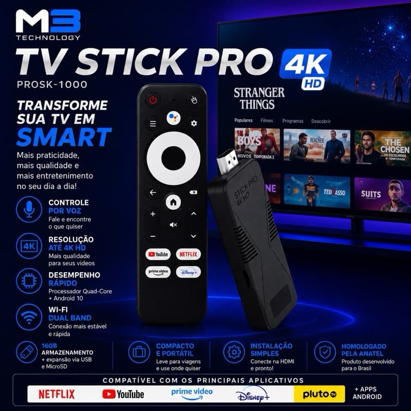 TV Stick Portátil Leve Sua Smart TV Para Qualquer Lugar