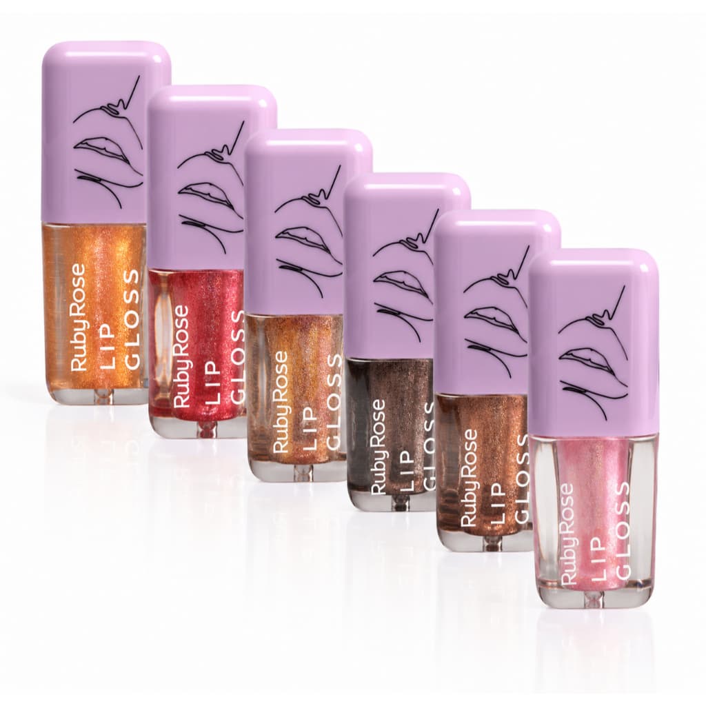 Lip Gloss Glitter Ruby Rose Brilho Intenso Hidratante com Vitamina E e Manteiga de Karité Gloss Labial Cintilante Maquia