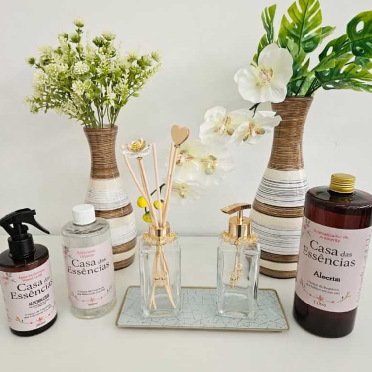 Kit Aromatizador de Ambiente Super Premium Completo Home Spray+Frascos+Bandeja+Essência+Sabonete