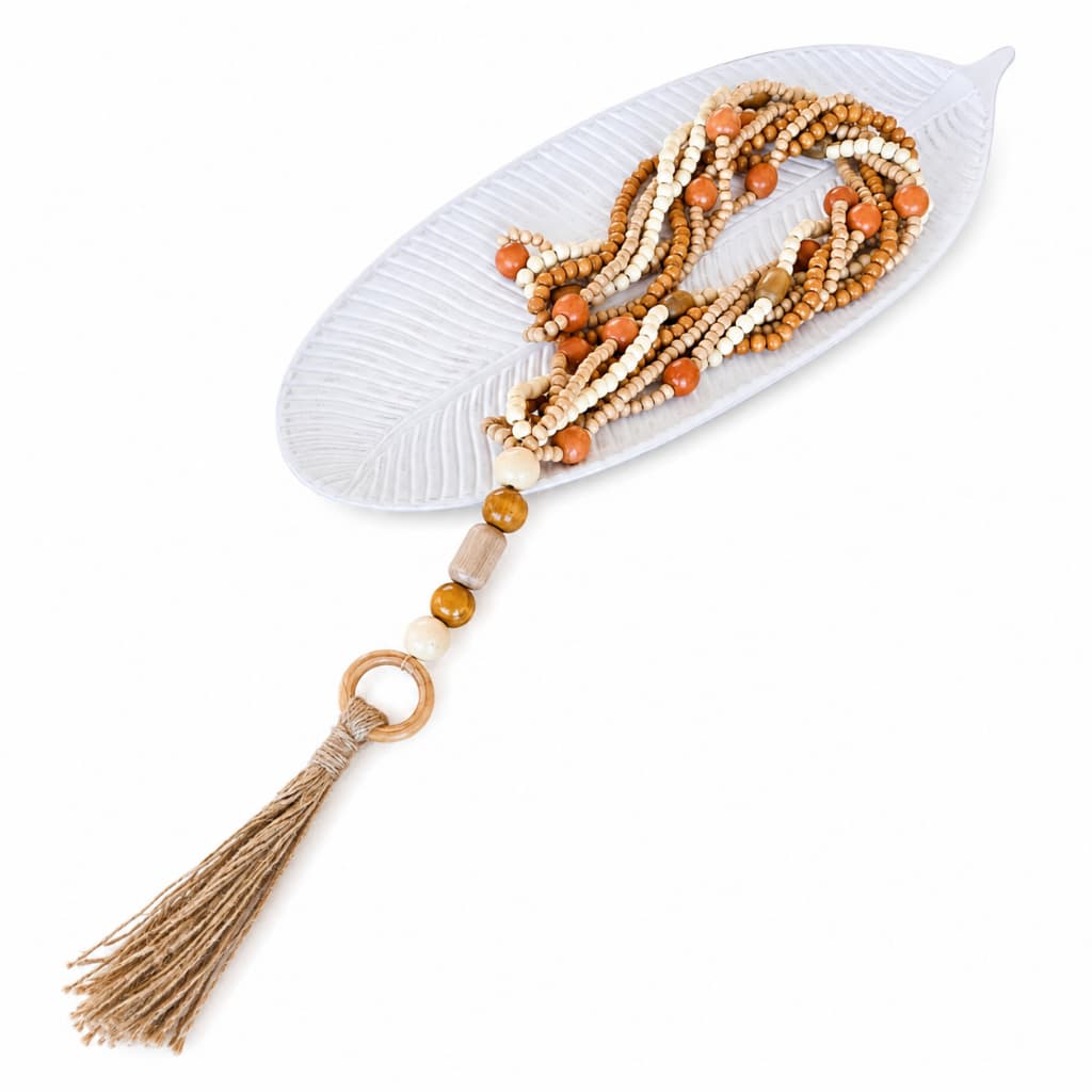 Colar Decorativo de Mesa Elen 107cm em Madeira Artesanal | Decoração Boho e Moderna | Tearte Decor