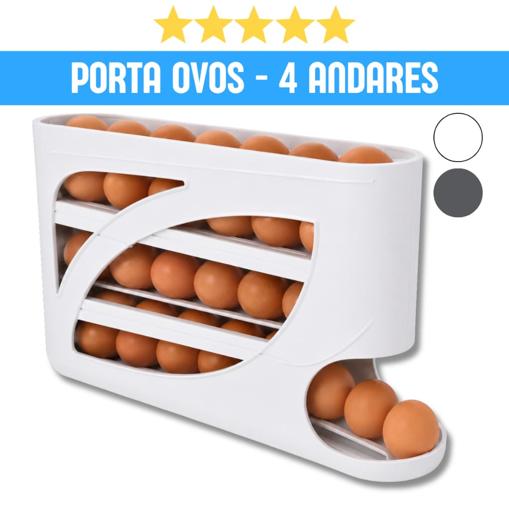 Porta Ovos 4 Andares | Organizador Geladeira Casa Cozinha | Suporte Empilhável Economia Espaço