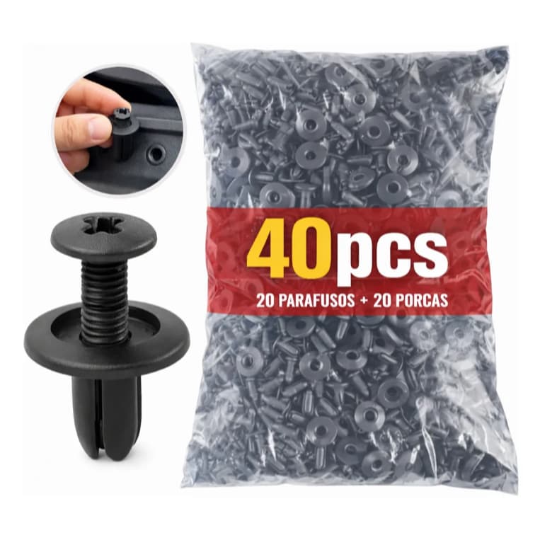 Kit Presilhas Automotivas Plastica Universal Parachoque Kit Com 40 Peças