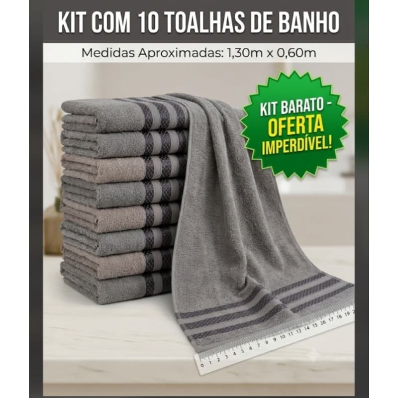 ​Kit 10 Toalhas de Banho (1,30m x 0,60m)LEIA O ANÚNCIO