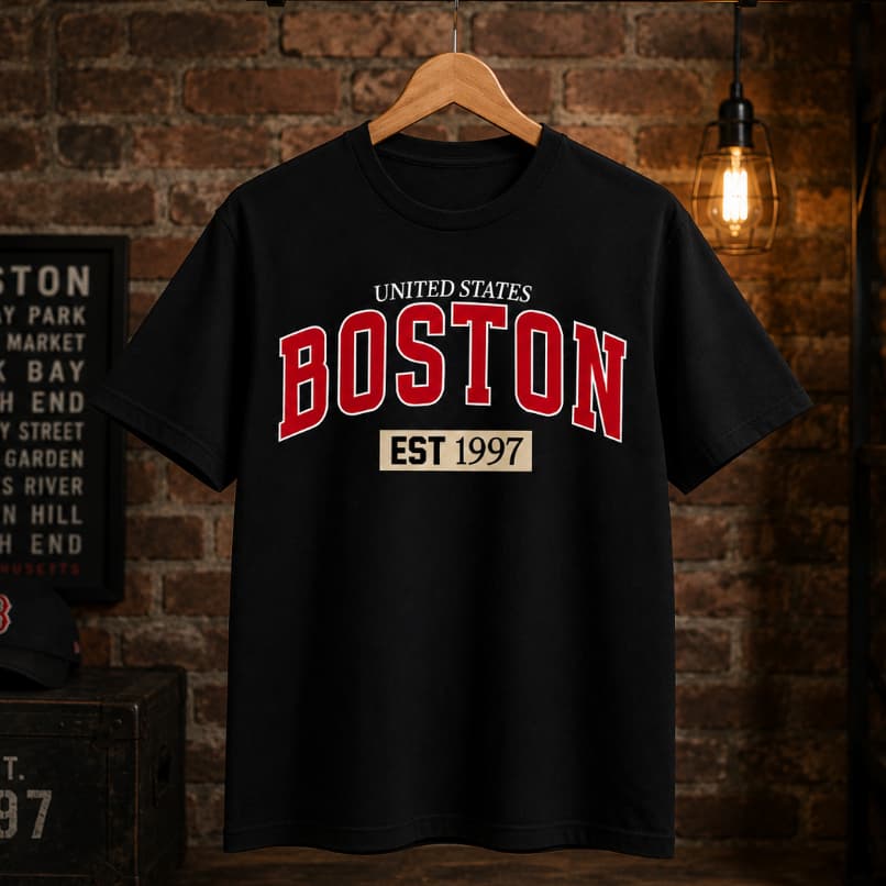 Camiseta Boston Est 1977 United States Masculina Unissex Estampada -VER.