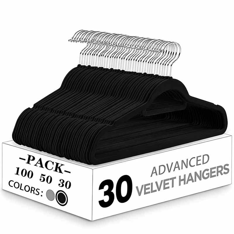 Kit 30/50/100 Cabides Veludo De Roupa Antideslizante Slim Adulto Gancho 360°