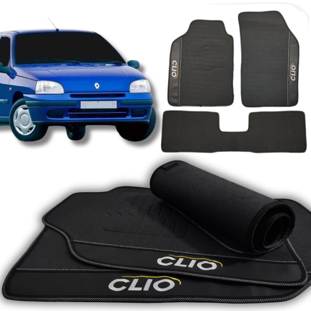 Tapete Clio Preto Tapete Carro Clio Emborrachado Tapete Para Clio 1996 a 2011 Personalizado