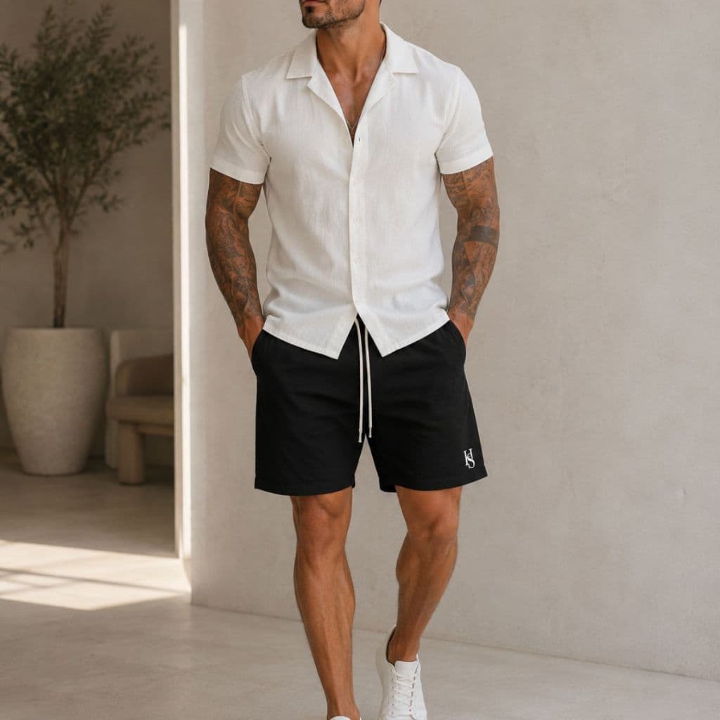 Bermuda Linho Masculina Horus Casual Verão Conforto Premium