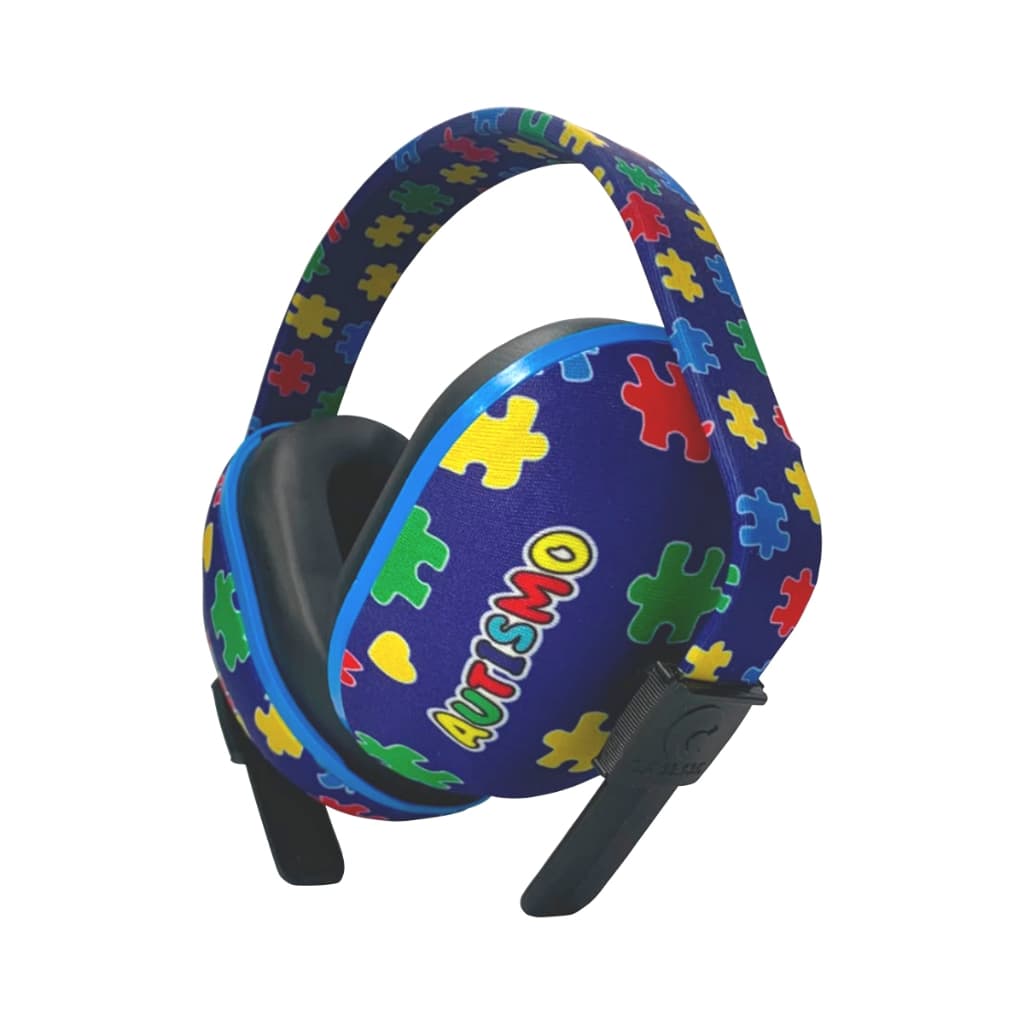 Abafador De Ruídos Protetor Auricular Ajustável Infantil Criança Tea Autismo Confortável Estampado Azul