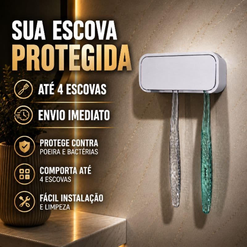 Porta Escovas de Dente de Parede | Organizador para Banheiro | Suporte com Fita Dupla Face | suporte de escovas de dente