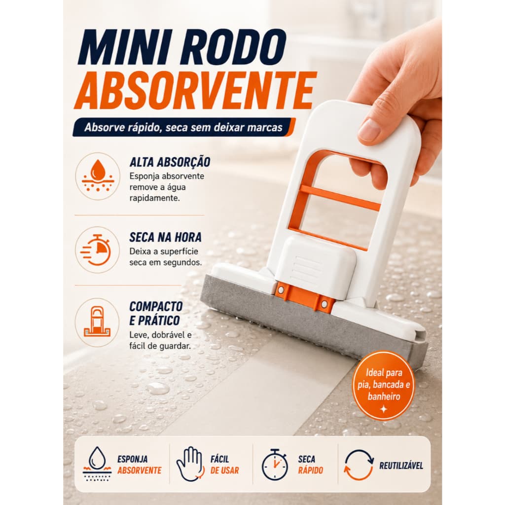 Mini Mop Esfregão Absorvente Portátil De PVA Para Pia Mesa Janela Limpeza Mãos Livres Cozinha