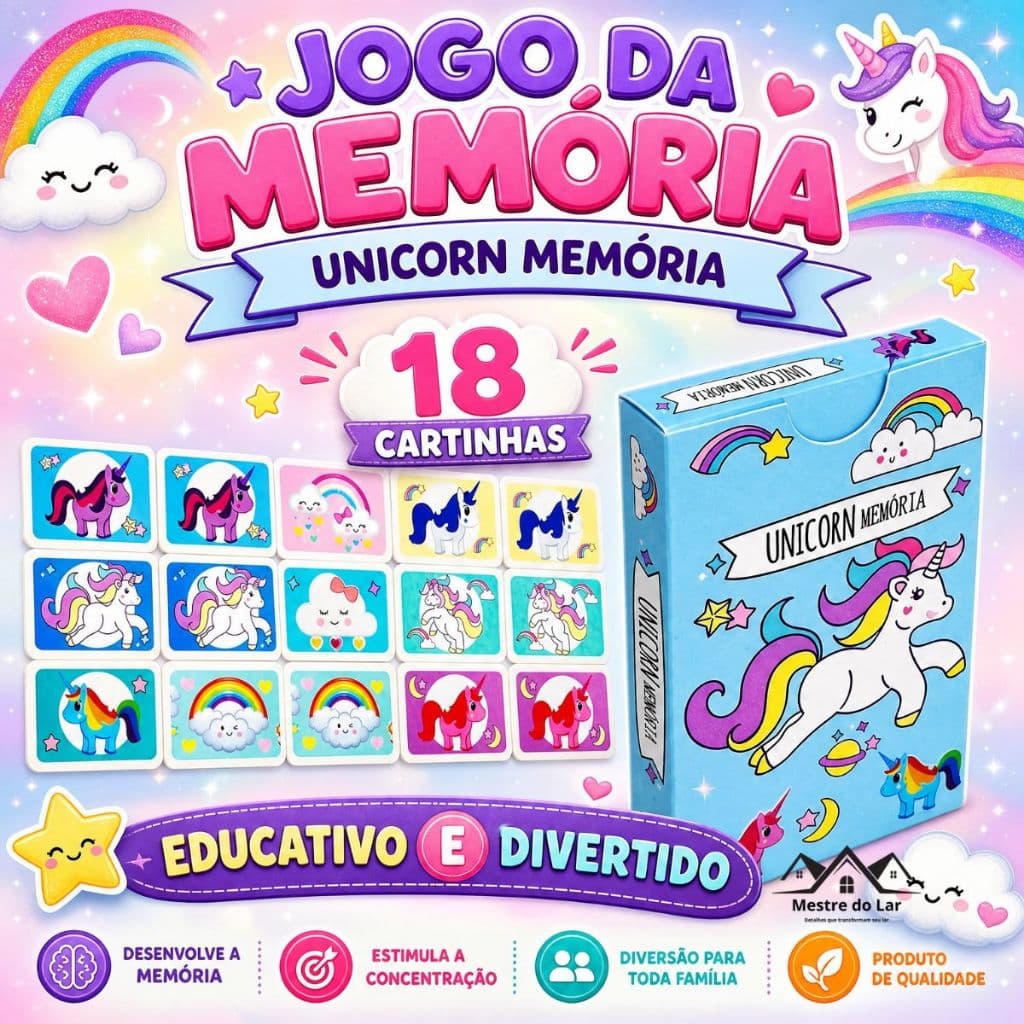 kit 3 - 30 Jogo da Memoria De Unicornio Lembracinha Infantil jogo  Festa Prenda Criança