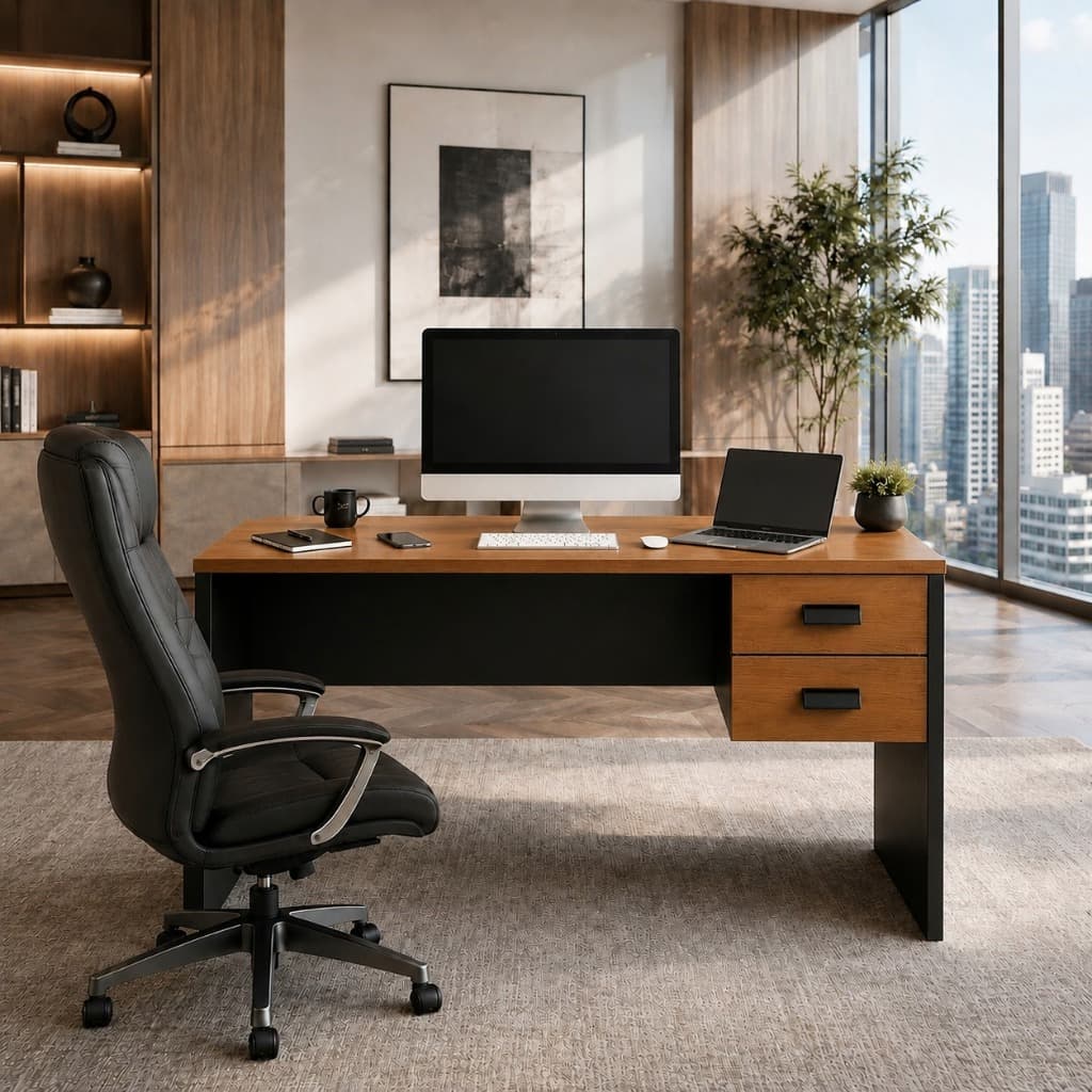 Escrivaninha Com 2 Gavetas Home Office Para Escritório Mesa De PC Computador Para Estudo E Trabalho Londres