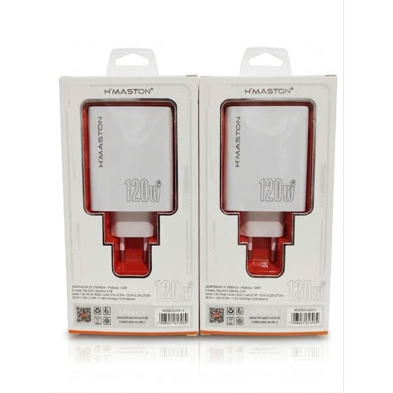 kit 2 Carregador H'maston 120w de potência Tipo-C