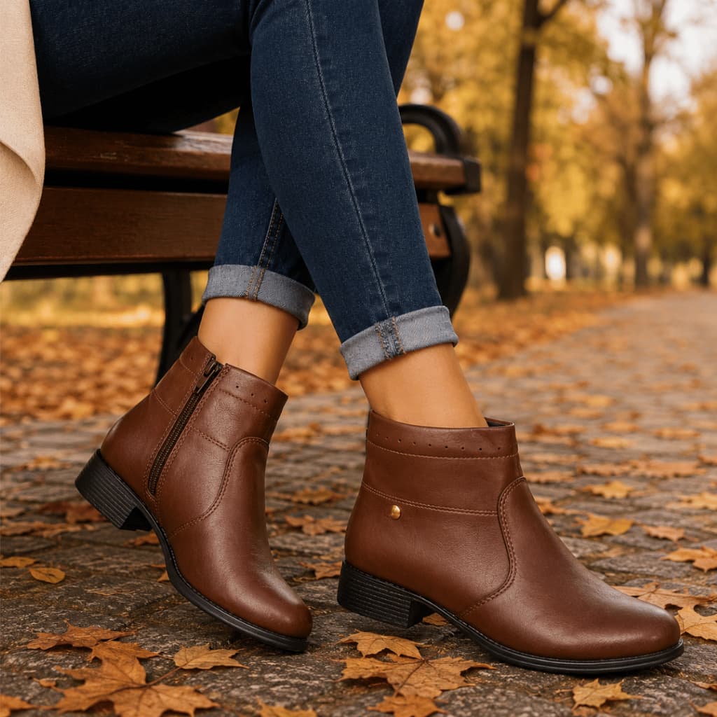 Coturno Feminino Estiloso Confortável Leve Cano Curto Casual Chic Dia a Dia