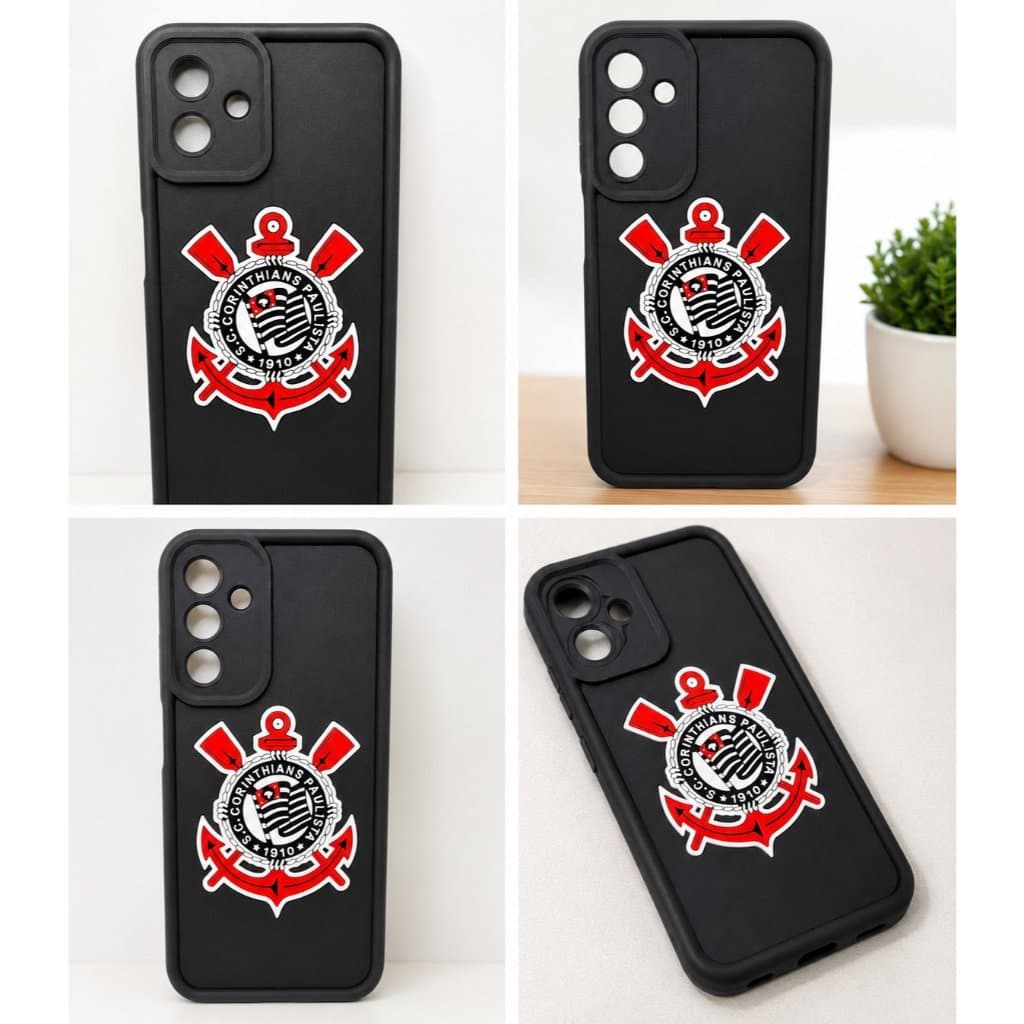 Capinha Corinthians Antichoque Premium Silicone Fosca Capa Celular Timão Escudo 3D Alto Relevo Samsung Iphone Motorola