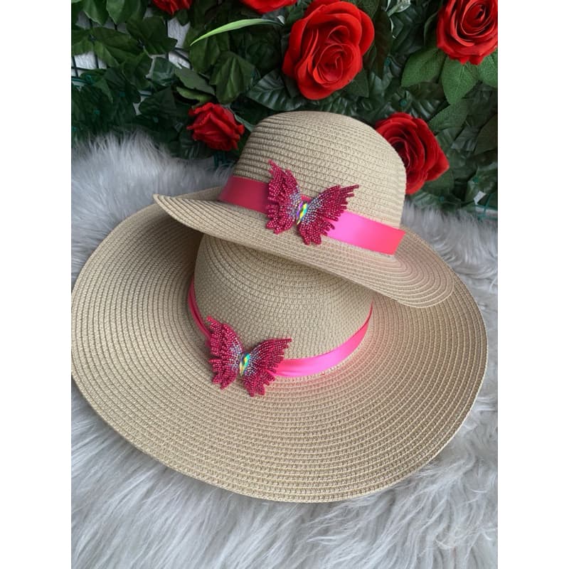 chapéu de praia mãe e filha /kit praia mãe e filha