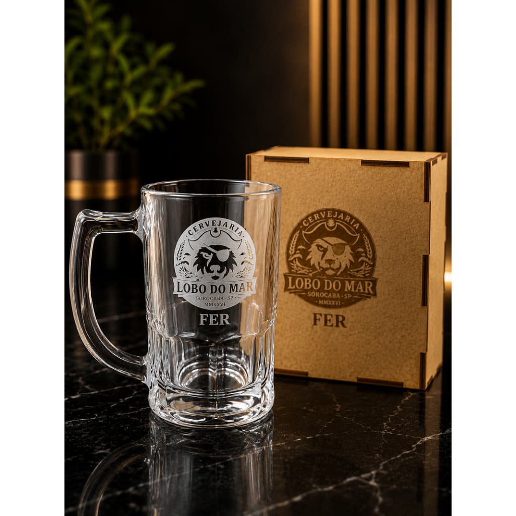 Caneca de Chopp Personalizada + Caixa MDF | Gravação a Laser