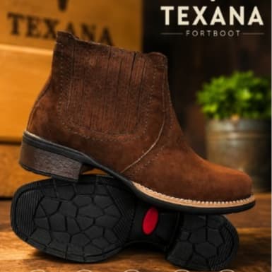 Botina Texana Fortboot em Couro Nobuck Marrom – Solado de Borracha Antiderrapante
