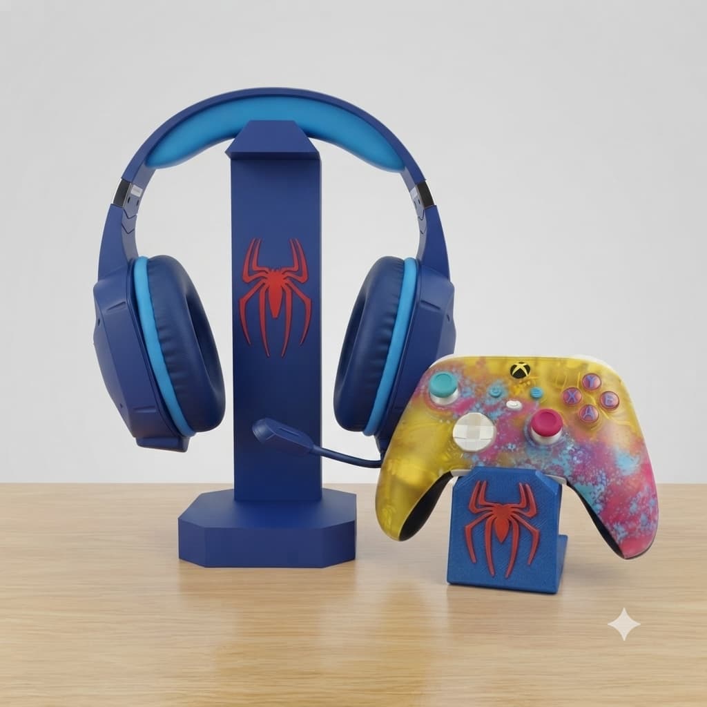 Kit Suporte Homem-Aranha para Headset e Controle Gamer PS5 Xbox  organizador de Mesa