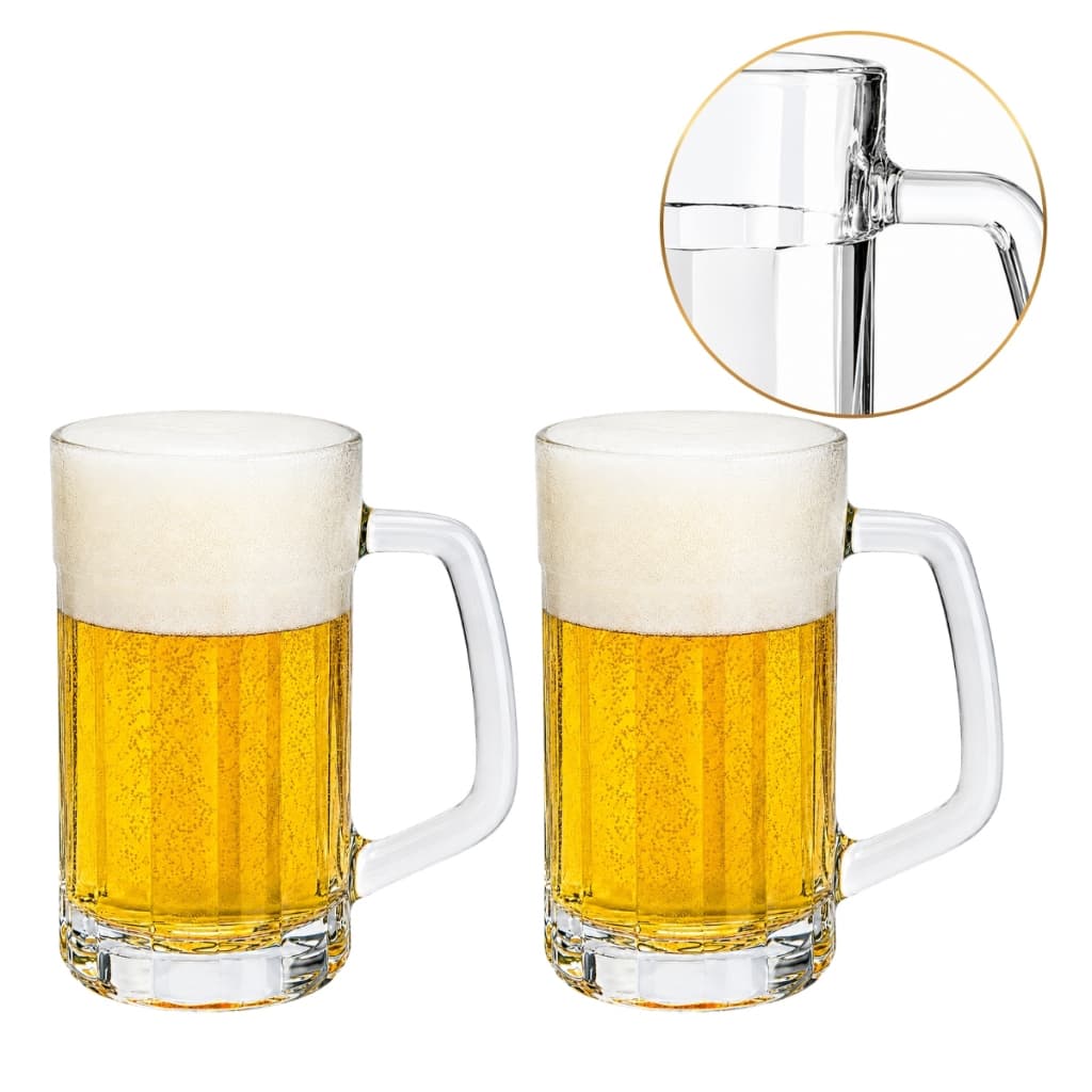 Kit 2 Canecas de Vidro para Chopp 340ml Copo de Cerveja Transparente Bar Festa Churrasco Presente