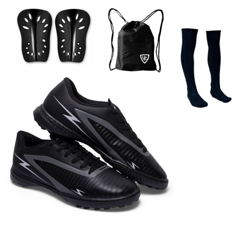 Chuteira Futebol Society Striker Lançamento Leve Uzze Sport + Meião + Caneleira + Mochila