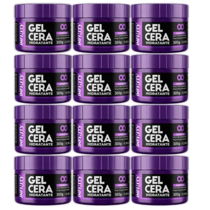 Kit 12 Gel Cera Infinity Profissional Modelador de Cabelo Fixação Forte Brilho Barbearia