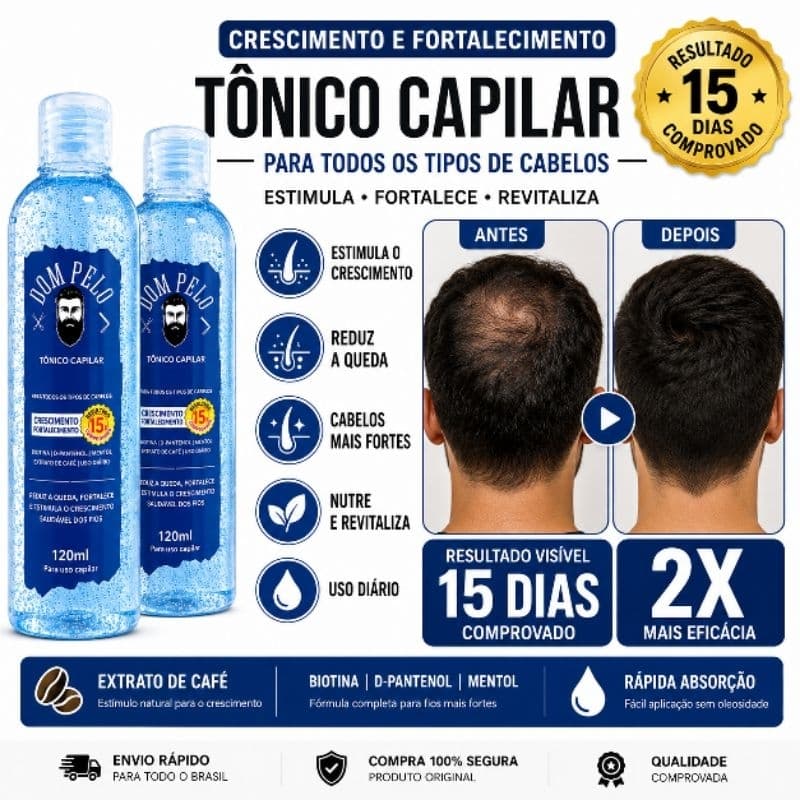 Kit 2 Tônicos Capilares Dom Pelo 120ml Crescimento  Fortalecimento