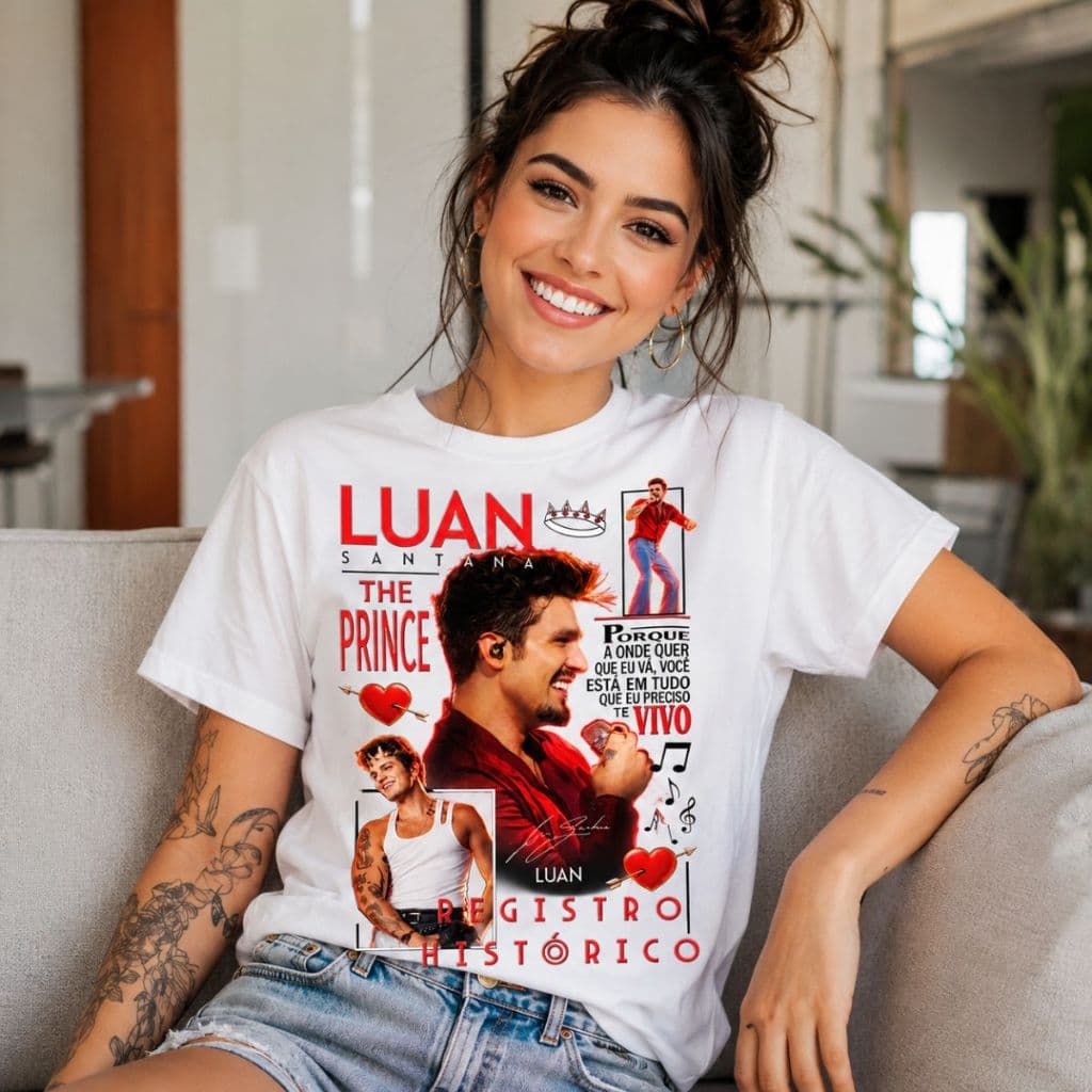Camiseta Feminina Luan Santana Registro Histórico Dvd Turnê Blusa Feminina Fã Luanete Camiseta Algodão Moda Envio Rápido