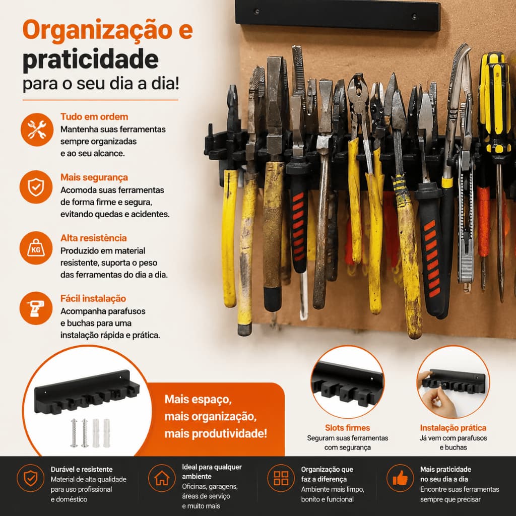 Suporte de Parede para Alicates Organizador de Ferramentas Oficina Garagem